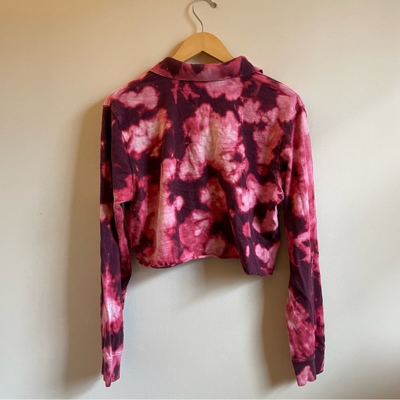 American Eagled Bleach Dyed Cropped Long-Sleeve Polo Shirt - Picture 8 of 8